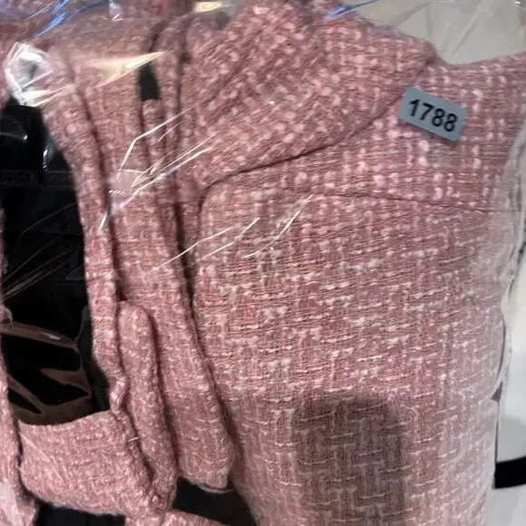 Zara Pink Tweed Double Breasted Structured Blazer XS - Picture 9 of 9